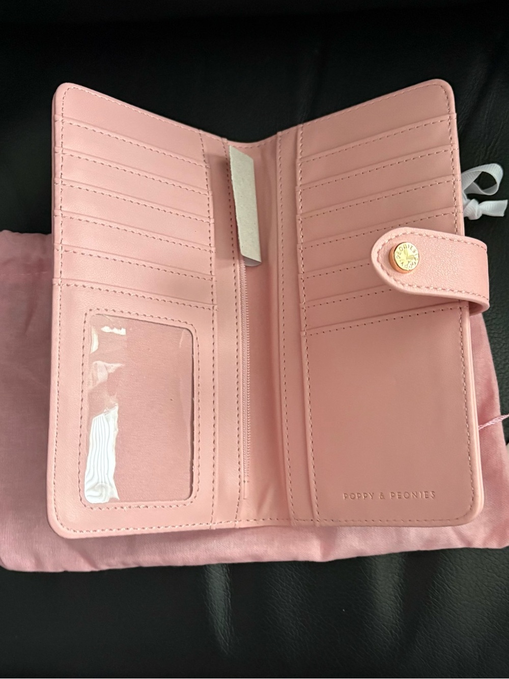 Poppy and Peonies Pink Patchwork Floral & Polka Dot Women's Go Anywhere Wallet - Picture 3 of 3
